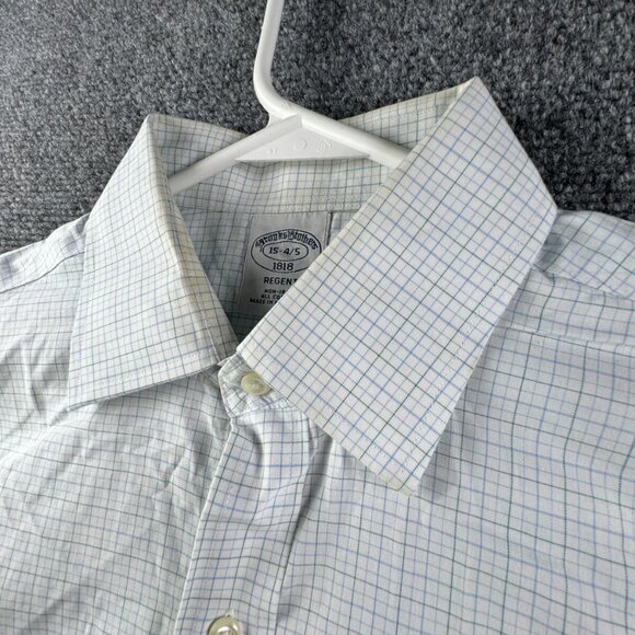 Brooks Brothers Long Sleeve Button Up Shirt Blue Check 15 34/35 Regent Non Iron - Picture 7 of 15